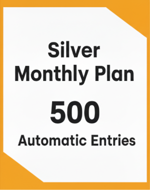 Silver Monthly Plan with 500 Automatic Entries on a white background