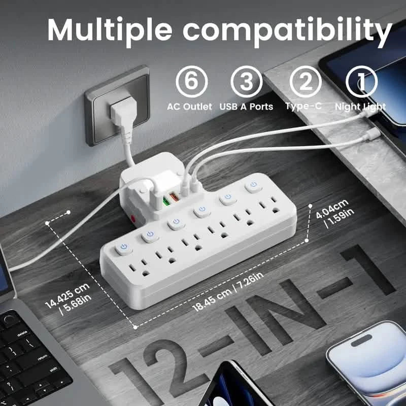12-in-1 Adjustable Desk Lamp Power Strip