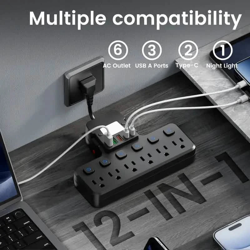 12-in-1 Adjustable Desk Lamp Power Strip