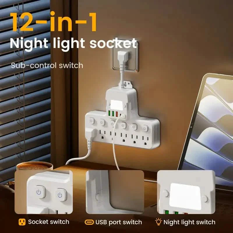 12-in-1 Adjustable Desk Lamp Power Strip