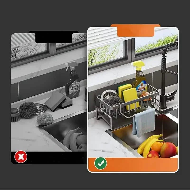 Multi-Functional Household Sink Organizer with Drain Basket